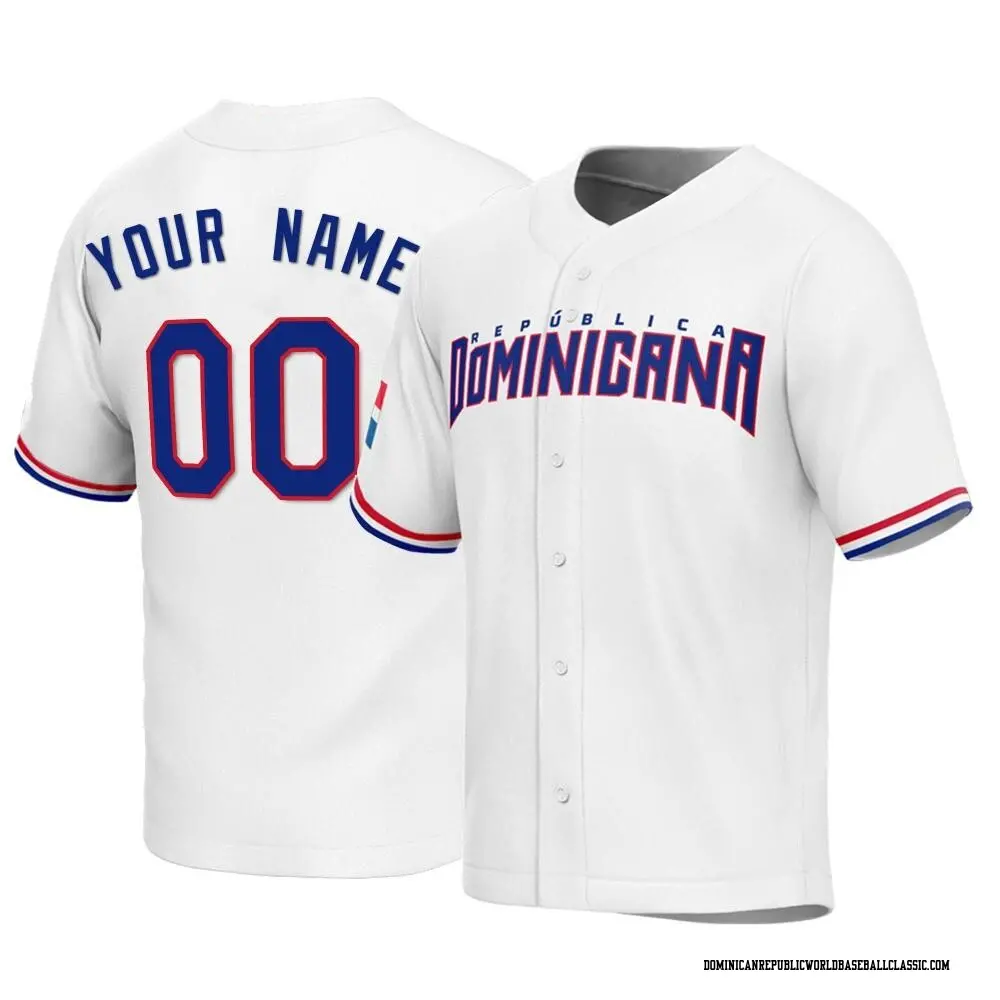 Youth Custom Dominican Republic Baseball Replica White 2023 World